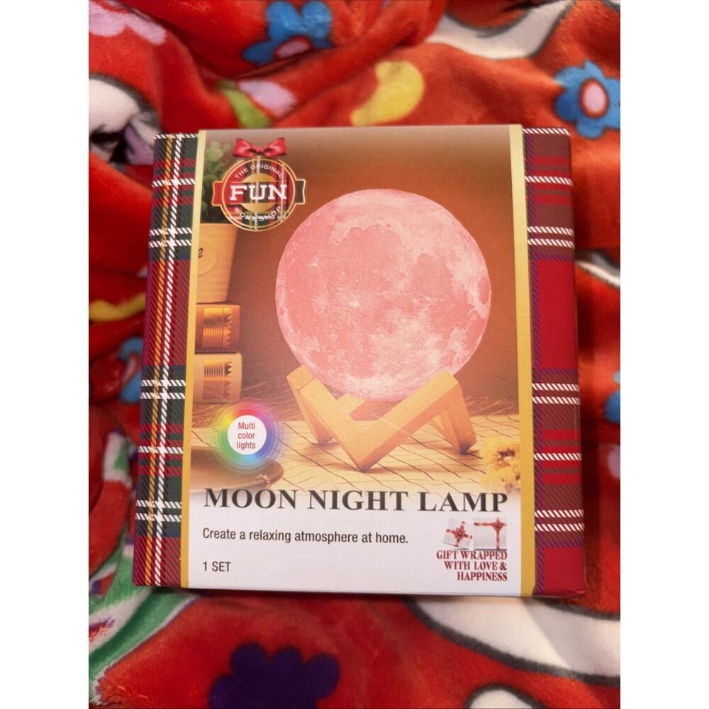 Moon Lamp Wooden Stand Bedroom Decor The Original Fun Workshop BRAND NEW IN BOX